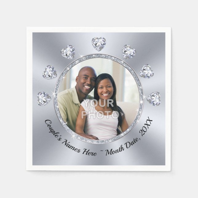 Foto, Personalisierte Hochzeit Napkins BULK, 3 Grö Serviette (Vorderseite)