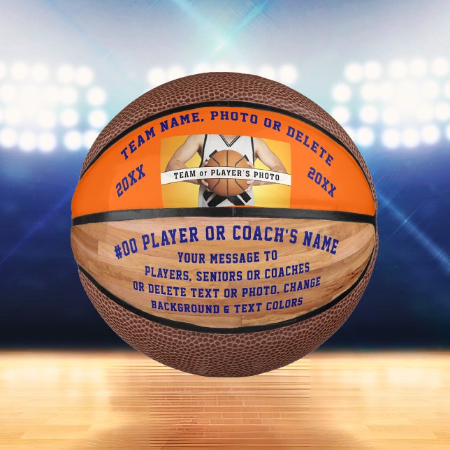 Foto, Personalisierter Mini Basketball, FARBEN ÄND Mini Basketball (Custom Mini Basketballs. High school senior basketball gifts. Christmas gifts for basketball coaches)
