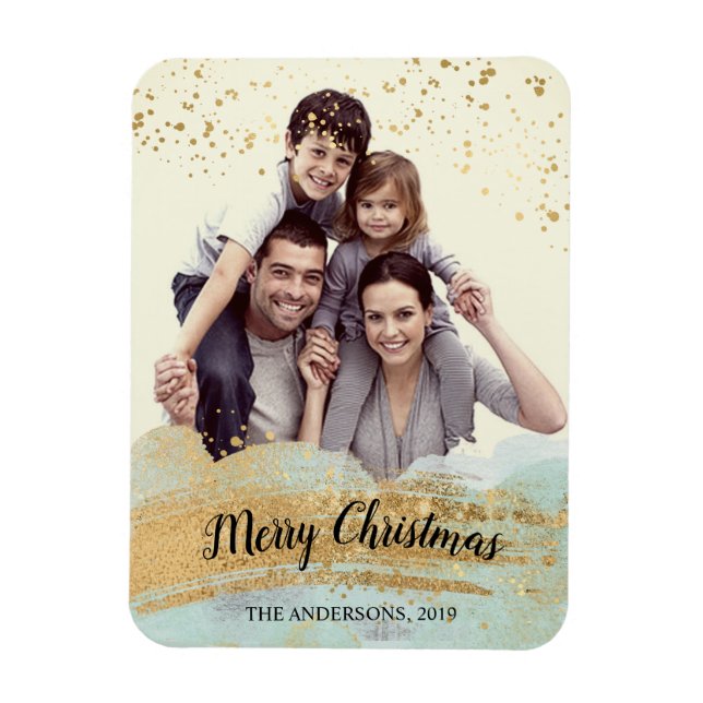 Foto personalisierter Weihnachtsmagnet, Goldminze Magnet (Vertikal)