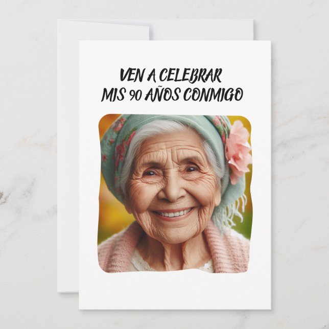 Foto Personalizada 90 Años Fiesta de Cumpleaños Einladung (Vorderseite)