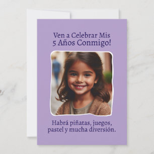 Foto Personalizada Mis 5 Años Cumpleaños Cinco Einladung