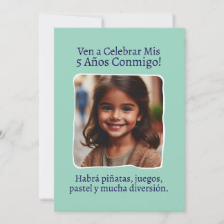Foto Personalizada Mis 5 Años Cumpleaños Cinco Einladung