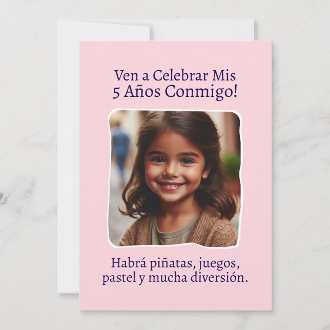 Foto Personalizada Mis 5 Años Cumpleaños Cinco Einladung (Vorderseite)