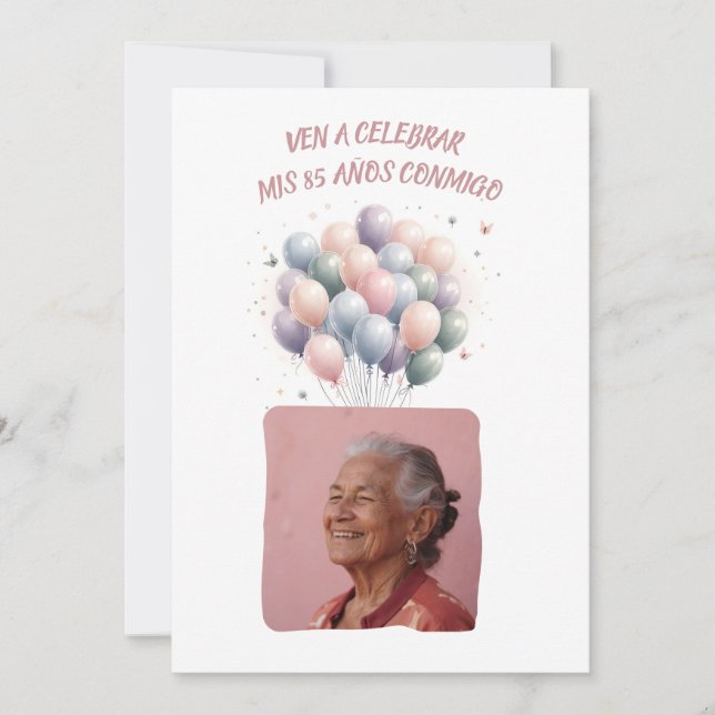 Foto Personalizada Mis 85 Años - 85 Jahre benutzer Einladung (Vorderseite)