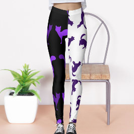 Foto Pet Cat Muster Lila Weiß Schwarz anpassen Leggings