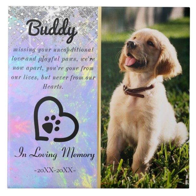 Foto Pet Loss Memorial Hund | Cat Beileid Fliese (Vorderseite)