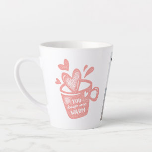 Foto Pfirsich Rosa Tasse Herzen Stempel Liebe Latt