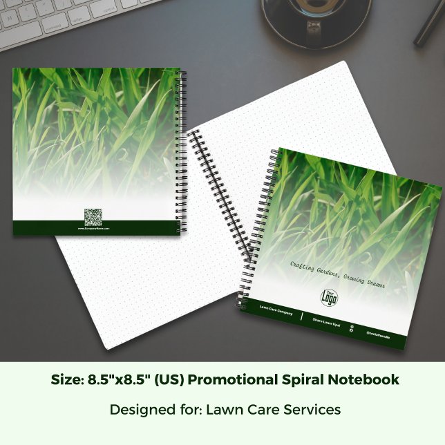 Foto-Pflegelogo Notizbuch (Photo Lawn Care Promotional Logo Notebook; Size 8.5 x 8.5 Inch)