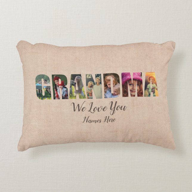 Foto Pillow GRANDMA Wir Liebe Sie, Bilder Namen hi Dekokissen (Vorderseite)