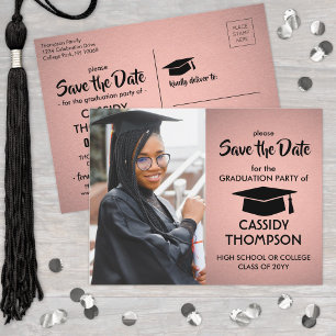 Foto Pink & Black Moderne Abschlussfeier Save the  Postkarte