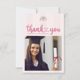 Foto Pink Bow Grad Celebration Dankeskarte
