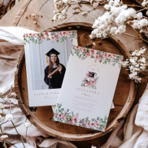 Foto Pink Floral Graduation Party