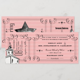 Foto Pink Romantische Kapelle Hochzeit Einladung