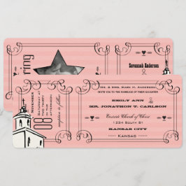 Foto Pink Romantische Kapelle Hochzeit Einladung
