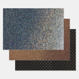 Foto Place Mat Imitate Silver, Gold Glitzer Punkte Geschenkpapier Set