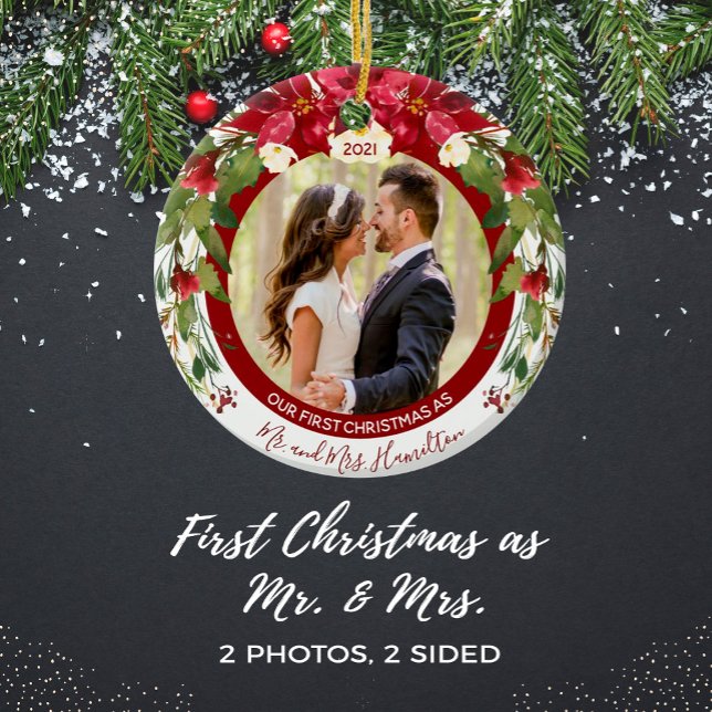 Foto Poinsettia Floral Keramik Ornament (Von Creator hochgeladen)