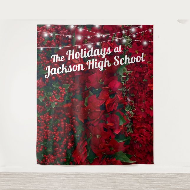 Foto Poinsettia Red Green Blätter Wandteppich (Vorderseite)