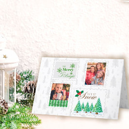 Foto Postage Briefmarke und Weihnachtsbaum Feiertagskarte