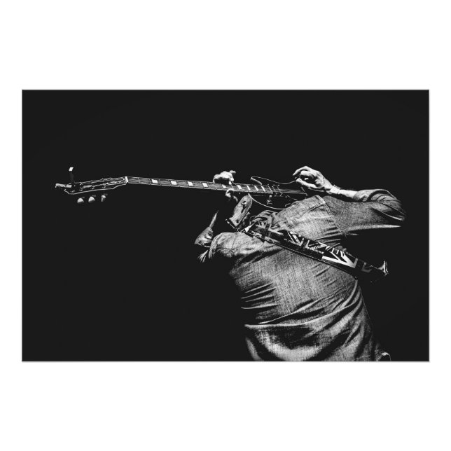 Foto Poster Gitarrenheld schwarz und weiß auf (Vorne)