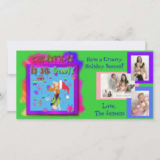 Foto Postkarte mit groovem Cartoon anpassbar (Vorderseite)
