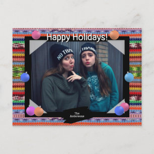 Foto Postkarte mit Ugly Sweater Hintergrund