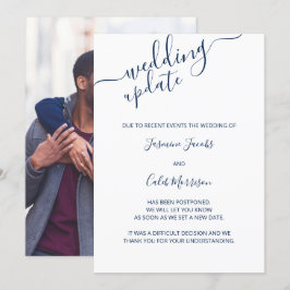 Foto Postponement Card Blaues Skript Hochzeitsaktu Einladung