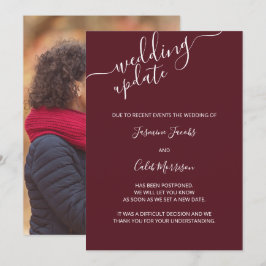 Foto Postponement Card Burgundy Hochzeit Update Einladung