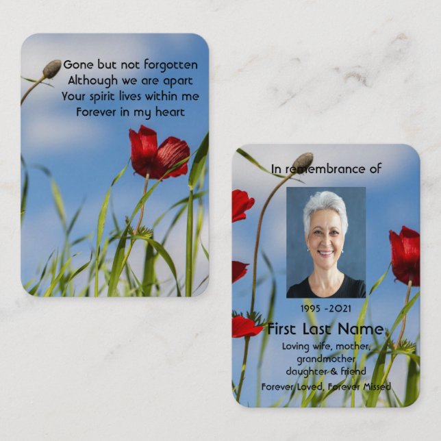 Foto Prayer Garden Blume Rotes Anemone Visitenkarte (Vorne/Hinten)