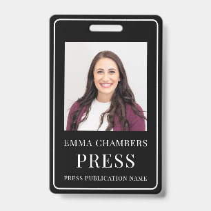 Foto-Pressepass Schwarz-Weiß-ID-Ausweis Ausweis