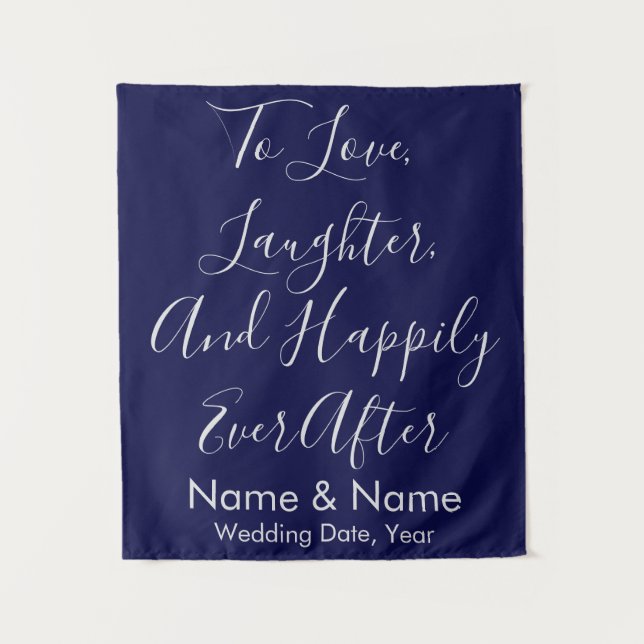 Foto-Prop für Navy & Silver Wedding Backdrop Wandteppich (Vorderseite)