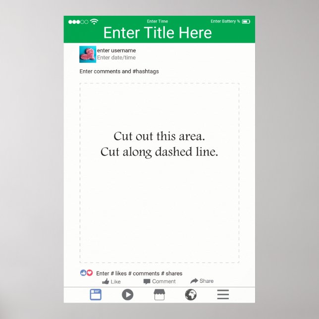 Foto-Prop-Rahmen Grünes Social Media-Design Poster (Vorne)
