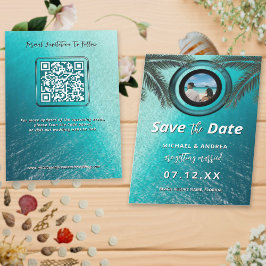 Foto | QR Code Beach Wedding Modern Save the Date Einladung
