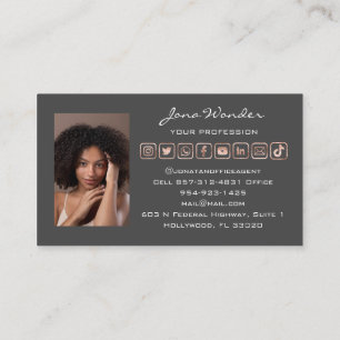 Foto QR Code Blogger Rose Grau für Social Media-Lo Visitenkarte