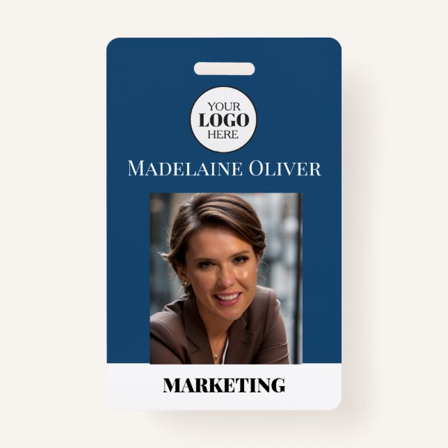 Foto QR Code Blue Logo Abzeichen für Mitarbeiter-I Ausweis (Vorderseite)