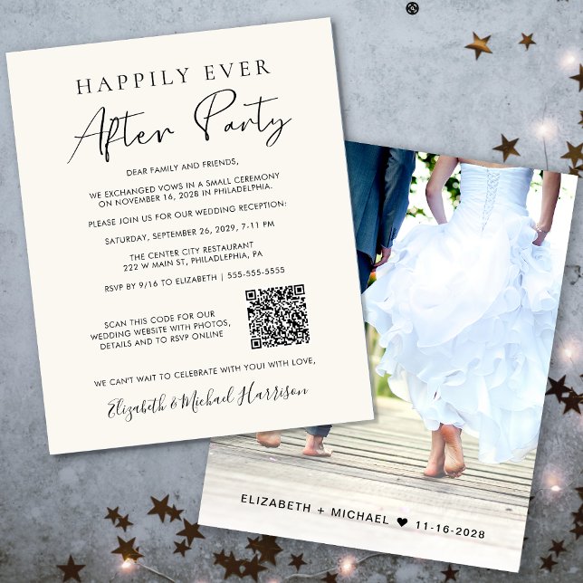 Foto QR Code Budget Hochzeitsempfang Einladung (Your love story deserves a grand celebration!)