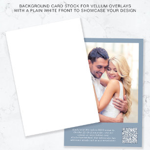Foto QR Code Dusty Blue Background Vellum Overlay Einladung