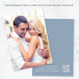 Foto QR Code Dusty Blue Background Vellum Overlay Einladung