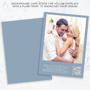 Foto QR Code Dusty Blue Background Vellum Overlay Einladung