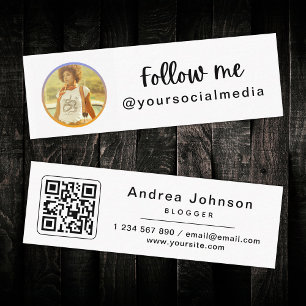 Foto & QR Code Folgen Sie mir Social Media Trendy Mini Visitenkarte