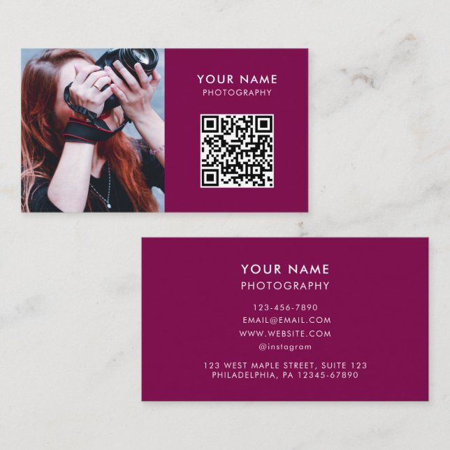 Foto QR Code, Fotograf Visitenkarte (Vorne/Hinten)