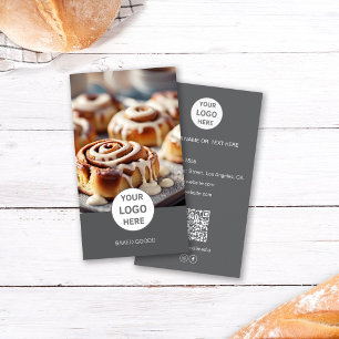 Foto QR-Code für Bäckerei, dunkelgrau, Visitenkart Visitenkarte