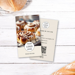 Foto QR-Code für Bäckerei-Logo Creme Visitenkarte