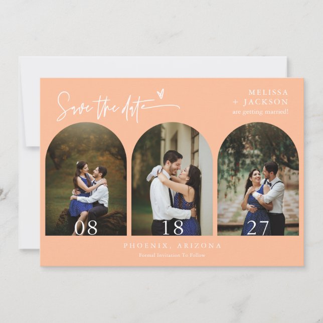 Foto QR-Code für Boho Arch Save the Date Einladung (Vorderseite)
