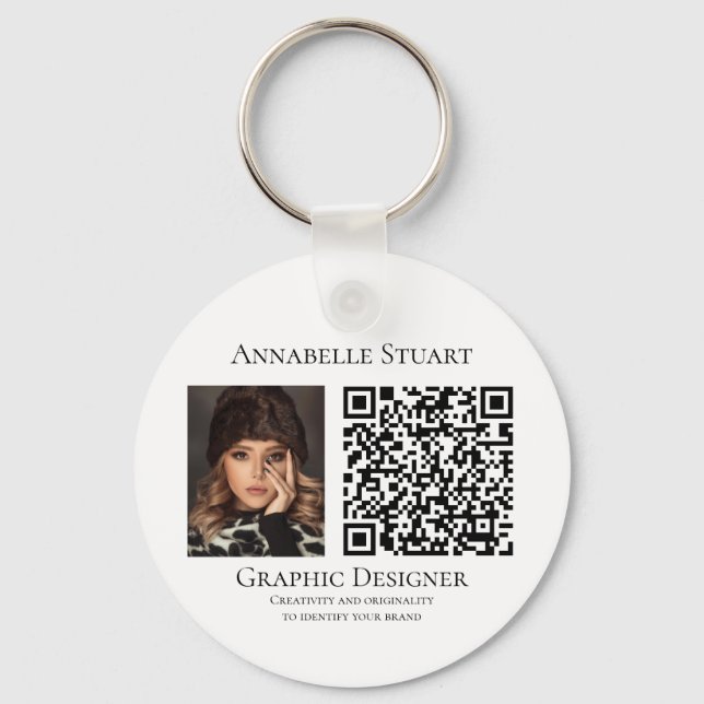 Foto-QR-Code Geschäft Unternehmen Groß Schlüsselanhänger (Vorderseite)