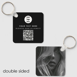 Foto QR Code Geschäftslogo Schwarzes Business Schlüsselanhänger