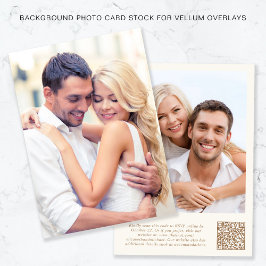 Foto QR Code Gold Creme Background Vellum Overlay Einladung