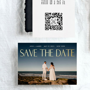 Foto-QR-Code Goldfolie Save The Date Karte