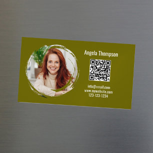 Foto-QR-Code Grüne Moderne Magnetisch Magnetische Visitenkarte