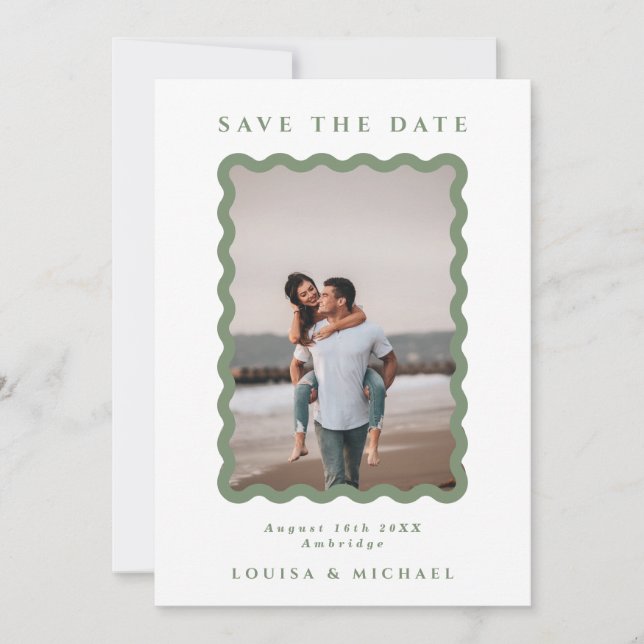 Foto QR-Code Hochzeitscodierung für den grünen und Save The Date (Vorderseite)