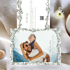 Foto QR CODE Hochzeitskamera Wreath Sage Green Fra Save The Date